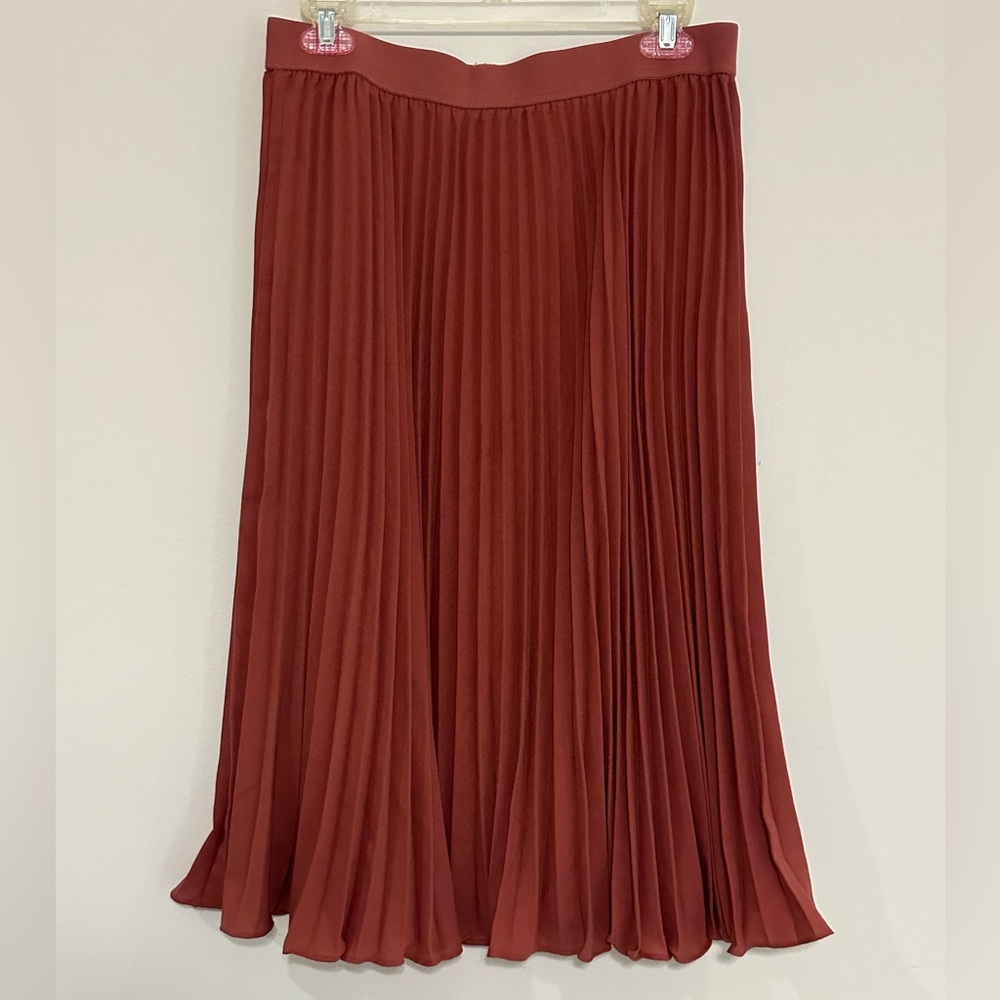 Burnt orange midi skirt with stretch waist size L